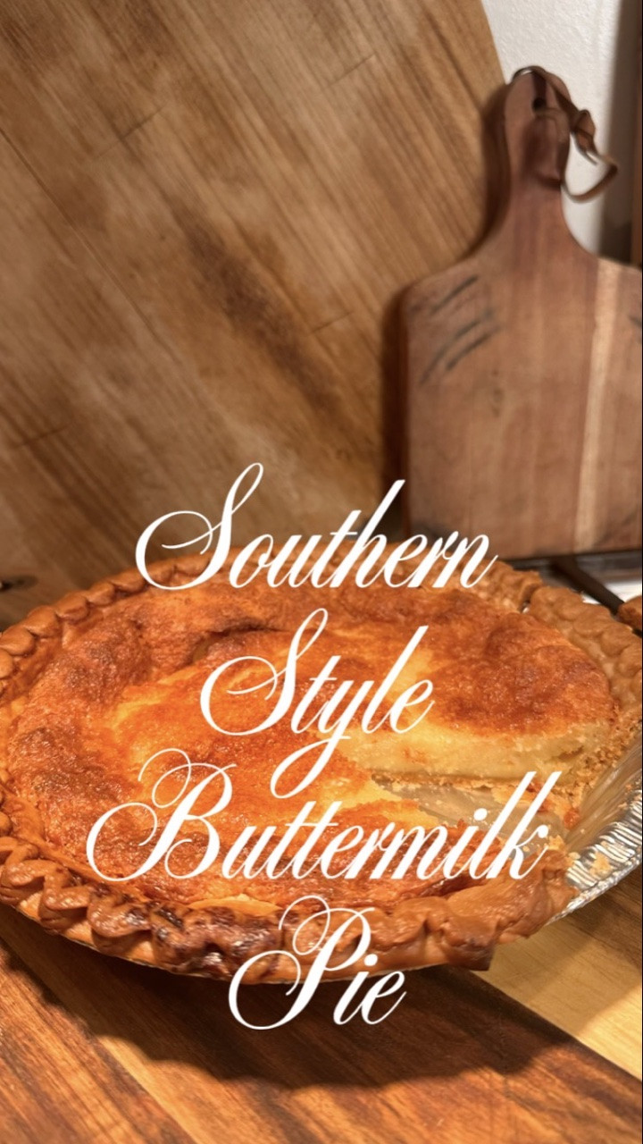 Southern Buttermilk Pie 🥧 

Southern Soul Food Series | Part 4 🤍

One of the most underrated Southern desserts there is. With a rich, buttery custard filling and a flaky pie crust, this old-fashioned recipe has been passed down for generations for good reason.

What You Need:

3 large eggs
½ cup buttermilk
1 tsp vanilla extract
½ cup butter, melted and cooled
1 cup sugar
1 tbsp cornstarch
½ tsp salt
1 (9-inch) unbaked pie crust

To Make:

Preheat your oven to 350°.

In a large bowl, whisk together the eggs, buttermilk, and vanilla until smooth.

Next, whisk in the sugar, melted butter, cornstarch, and salt until completely combined.

Pour the filling into the unbaked pie crust.

Bake for 55 minutes, or until the center is just set and the top is lightly golden.

Let the pie cool completely before slicing. I like to serve chilled!! SO decadent! Enjoy! 😋 

southern buttermilk pie, old fashioned pie, southern desserts, vintage recipes, homemade pie, comfort food, classic southern baking, easy pie recipe, buttermilk dessert, southern soul food series