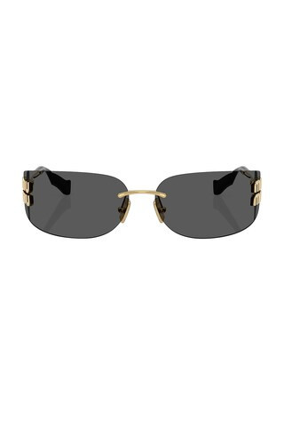 Miu Miu Rectangular Sunglasses in Black | FWRD 