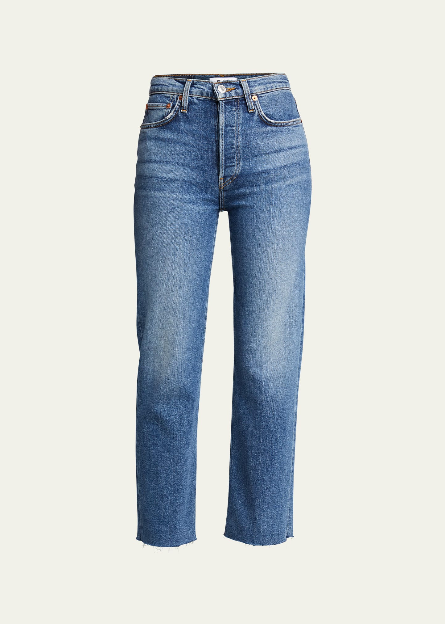 RE/DONE High-Rise Stovepipe Jeans with Raw-Edge Hem | Bergdorf Goodman