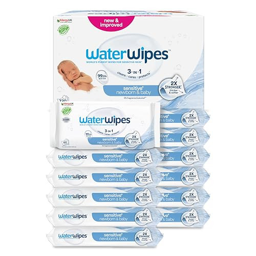 WaterWipes Sensitive+ Newborn & Baby Wipes, 720 Count (12 Packs), 3-In-1 Cleans, Cares, Protects, 99.9% Water, Unscented | Amazon (UK)