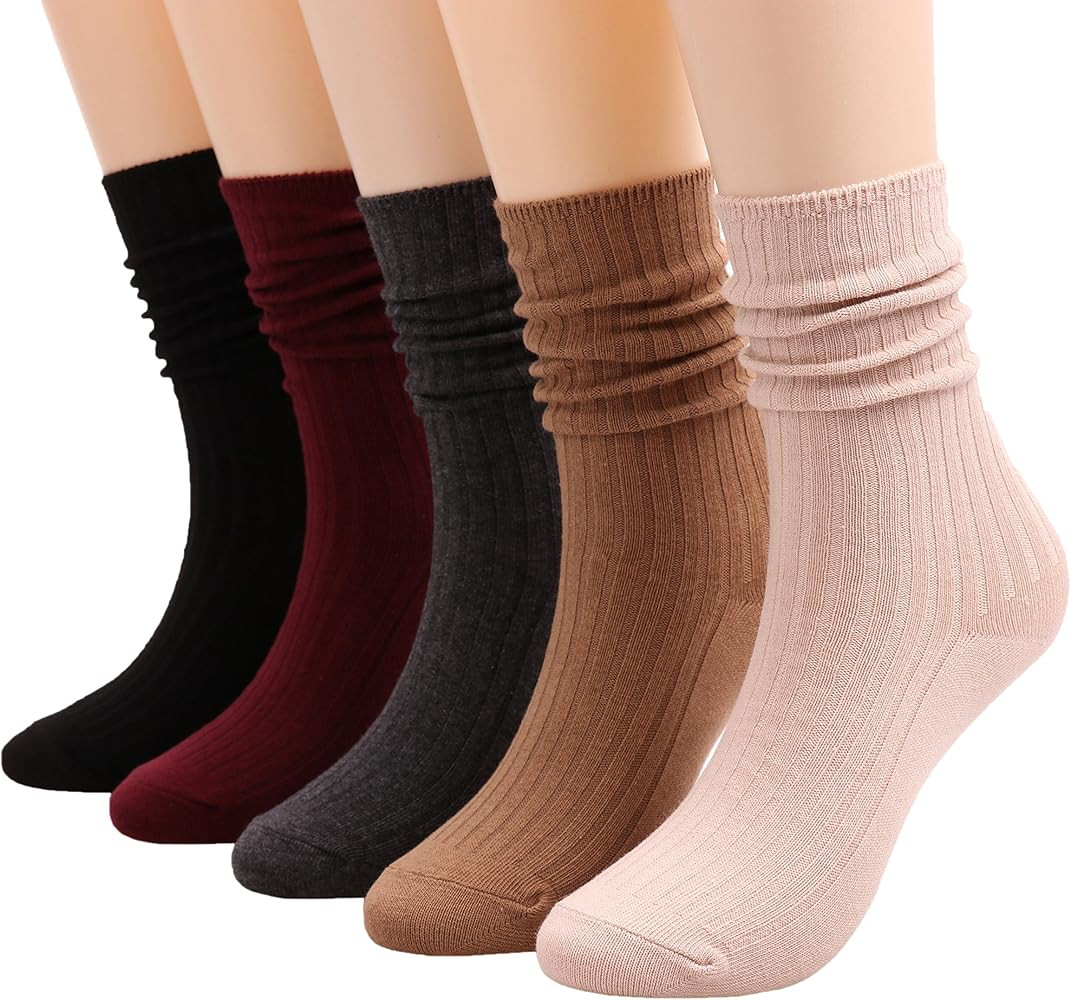 Galsang Women's Vintage Knit Cotton Slouch Boot Socks Casual Crew Socks,Thick Knit Wool Socks Gif... | Amazon (US)