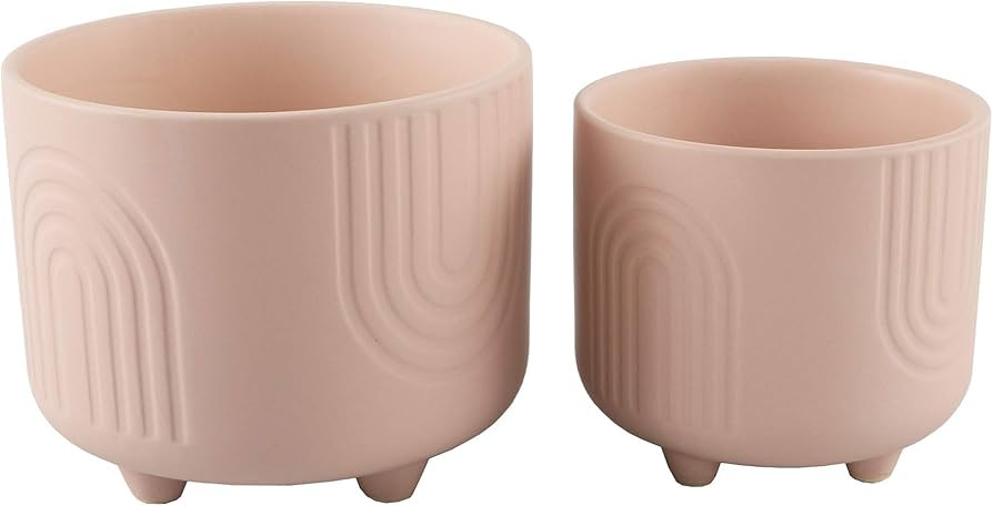 Flora Bunda 6 in & 4.75 in Rainbow Ceramic Footed Planter,Matte Peach Pink Set of 2 | Amazon (US)