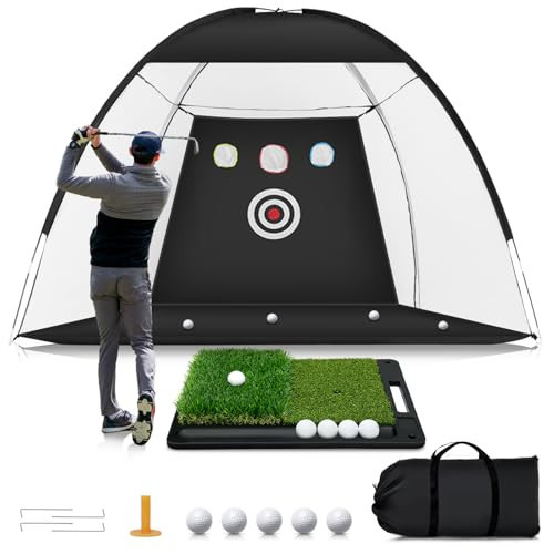 Golf Net: 10x7ft Golf Practice Net with Heavy Base Dual-Turf Golf Mat, All-in-One Mult-Target Golf Hitting Net, Golf Chipping Training Nets for Backyard Driving, Gifts for Men/Dad/Husband/Boyfriend | Amazon (US)