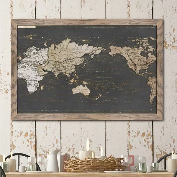 'World Map in Gold and Gray' Graphic Art Print | Wayfair North America