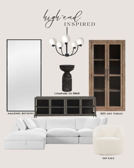 Tall cabinet. Tall mirror. Cloud sectional lookalike. Accent swivel chair. Media console. Media stand. Modern chandelier. Designer lookalike. Designer look for less home. #LTKFind 

#LTKhome #LTKsalealert
