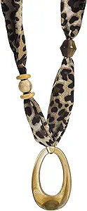 Scarf Necklace with Charm for Women Leopard Bandana Necklace with Charms Vintage Geometric Resin ... | Amazon (US)