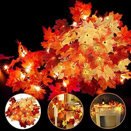 4 Pack Thanksgiving Fall Decorations Leaf Garland String Lights for Indoor Outdoor Total 40 ft 80... | Amazon (US)