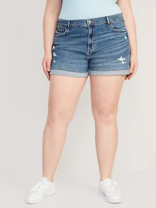 Mid-Rise Ripped Boyfriend Jean Shorts for Women -- 3-inch inseam | Old Navy (US)