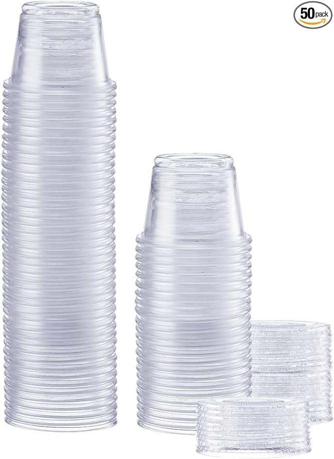 Comfy Package [1 oz. - 50 Count Clear Disposable Plastic Portion Cups with Lids - Soufflé Cups, ... | Amazon (US)