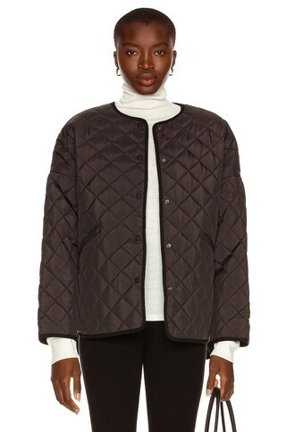 Toteme Collared Quilted Jacket in Black | FWRD 