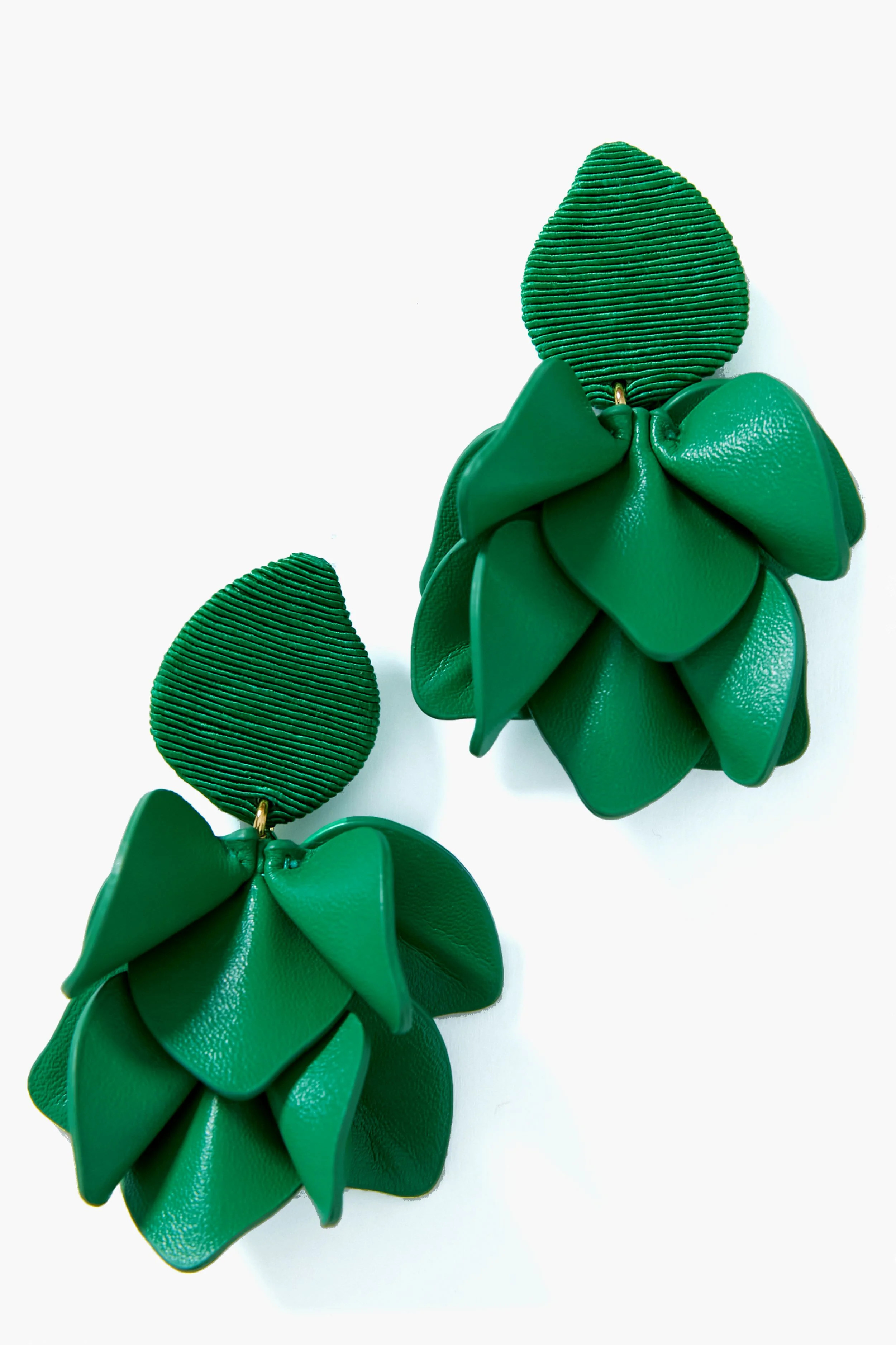 Kelly Green Silk and Leather Orchid Earrings | Tuckernuck (US)