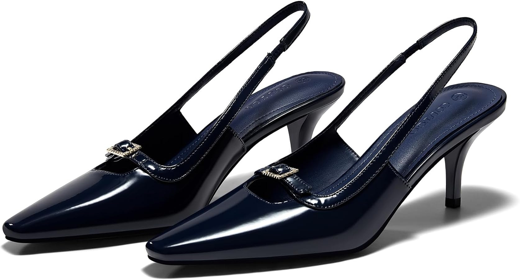 Coutgo Womens Kitten Heels Slingback Dress Shoes Buckle Office Work Pumps Shoes | Amazon (US)