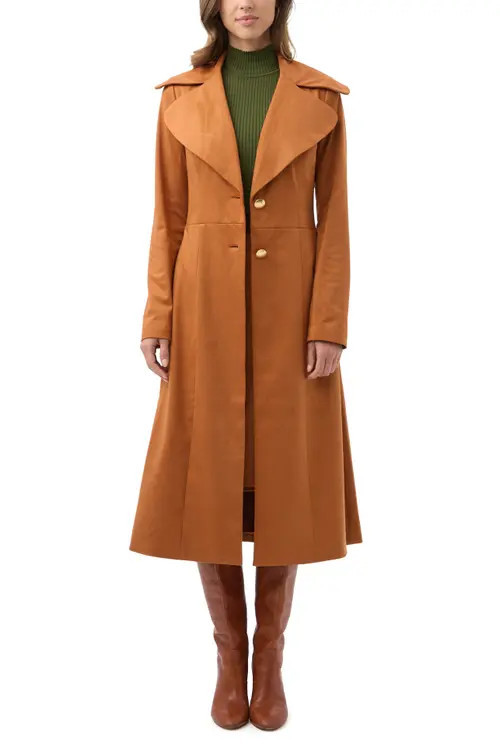Trina Turk Starflower Faux Suede Coat in Amber at Nordstrom, Size 4 | Nordstrom