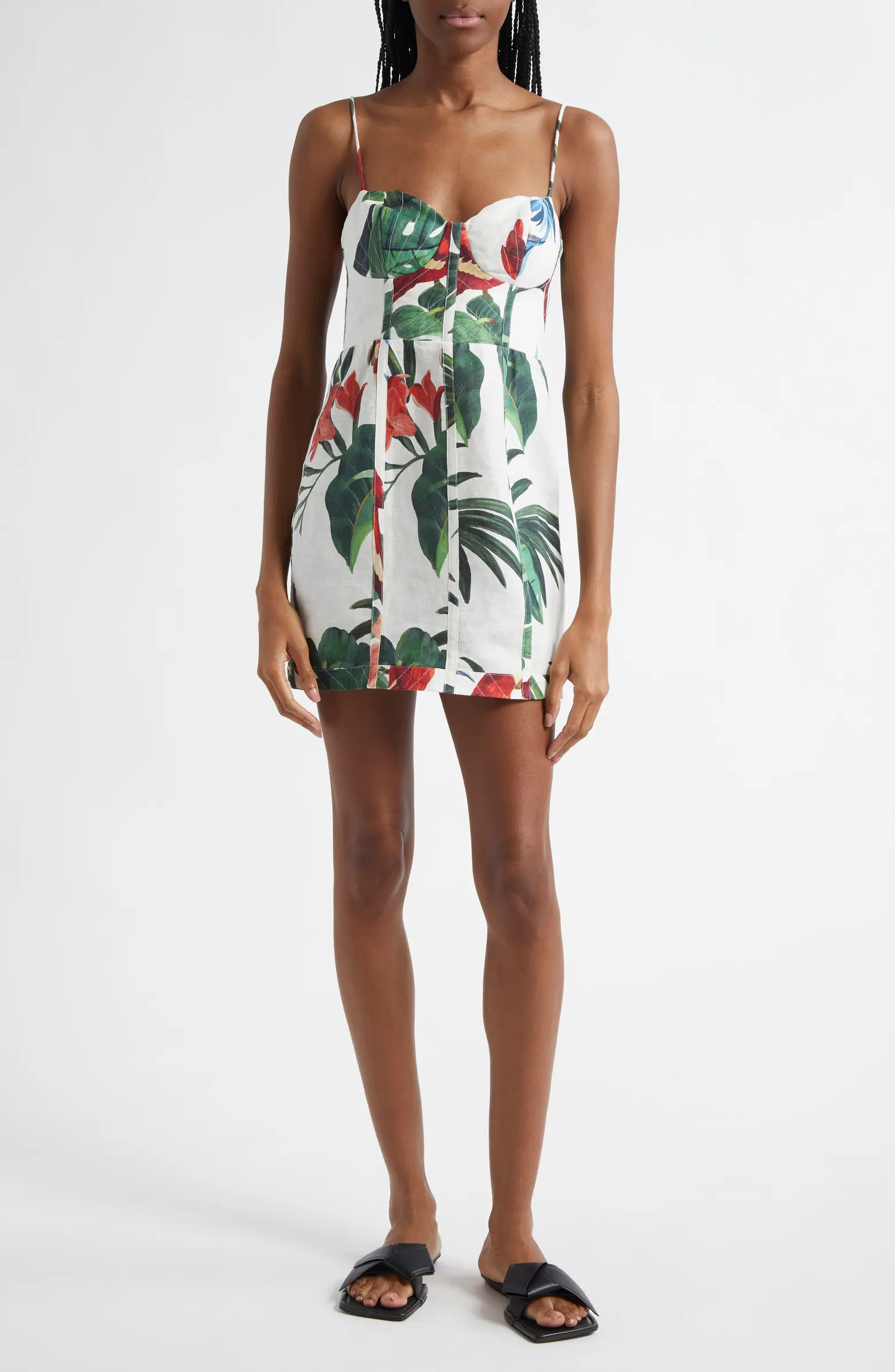 FARM Rio Midnight McCaw Fiesta Floral Linen Blend Midi Dress | Nordstrom | Nordstrom