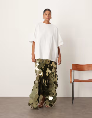 ARRANGE Curve wavy linear embellished square hem maxi skirt | ASOS (Global)