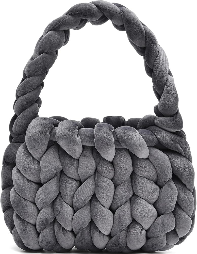 Handwoven Tote Bags for Women Chunky Yarn Knit Shoulder Bag Handmade Braided Purse | Amazon (US)