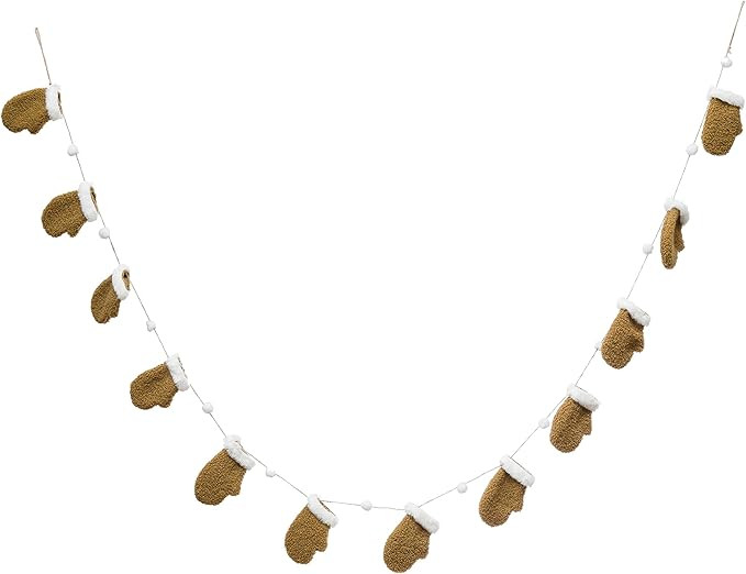 Creative Co-Op 72" L Fabric w Poms & 12 Mittens, Green & White Textile Garlands, Multi | Amazon (US)