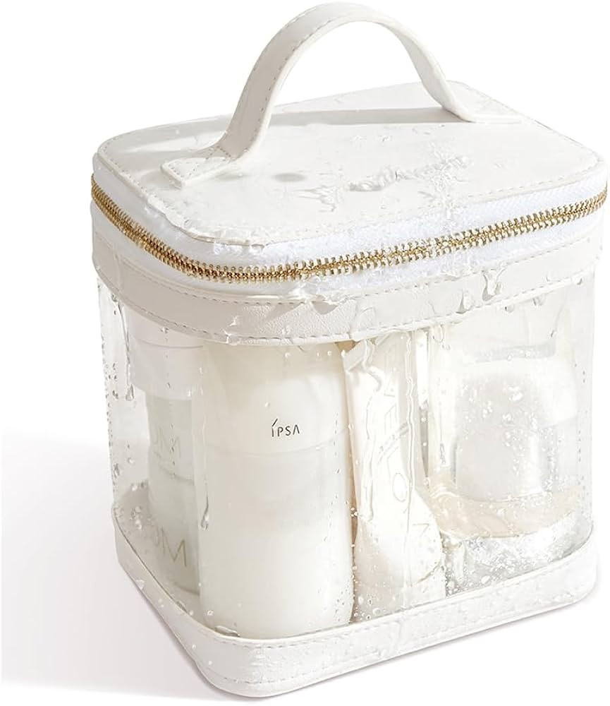 ROWNYEON Clear Makeup Bag, Travel Toiletry Bag Transparent Cosmetic Case with Zipper, Portable Ma... | Amazon (US)