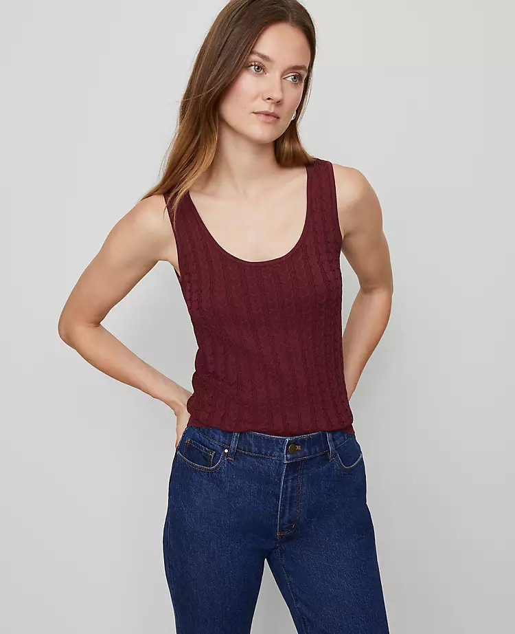 Mixed Cable Sweater Shell | Ann Taylor