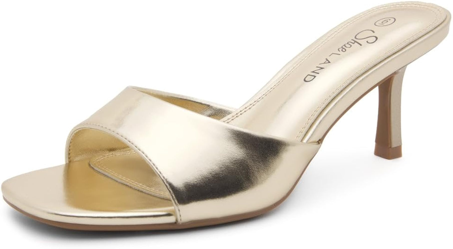 Shoe Land Deverena Women's Low Heels Stiletto Heeled Slides, Open Toe One Band Slip-On Heeled Mul... | Amazon (US)