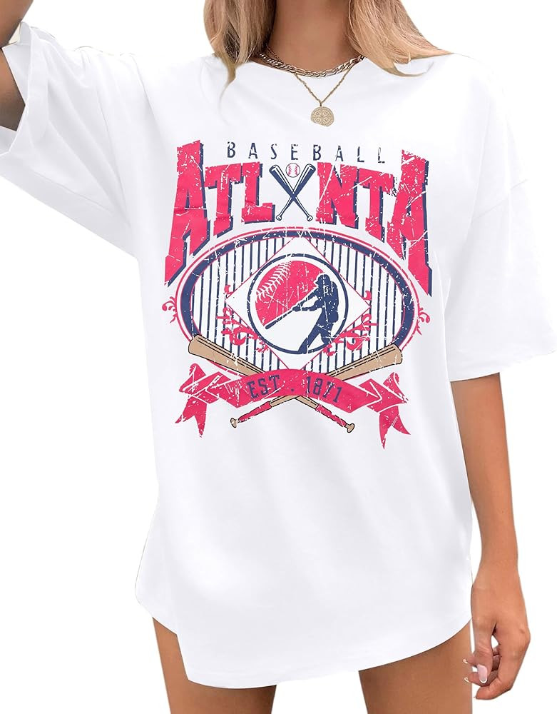 LUKYCILD Oversized Baseball Shirt Women: Vintage Baseball Mom Shirts Baseball Season Graphic Tee ... | Amazon (US)