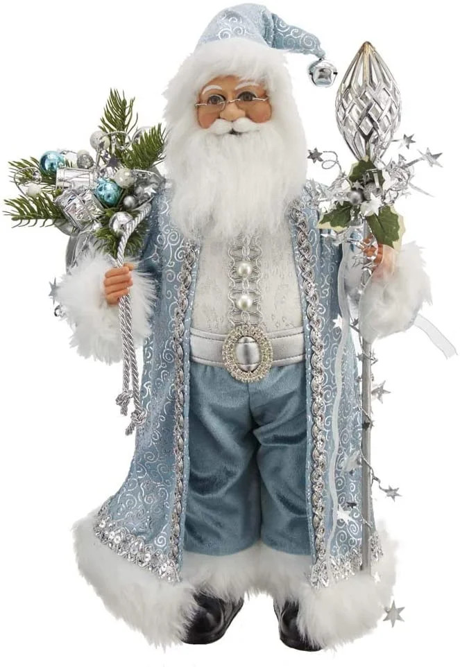 Kurt Adler 17-Inch Kringle Klaus Blue and White Santa with Staff and Bag | Walmart (US)