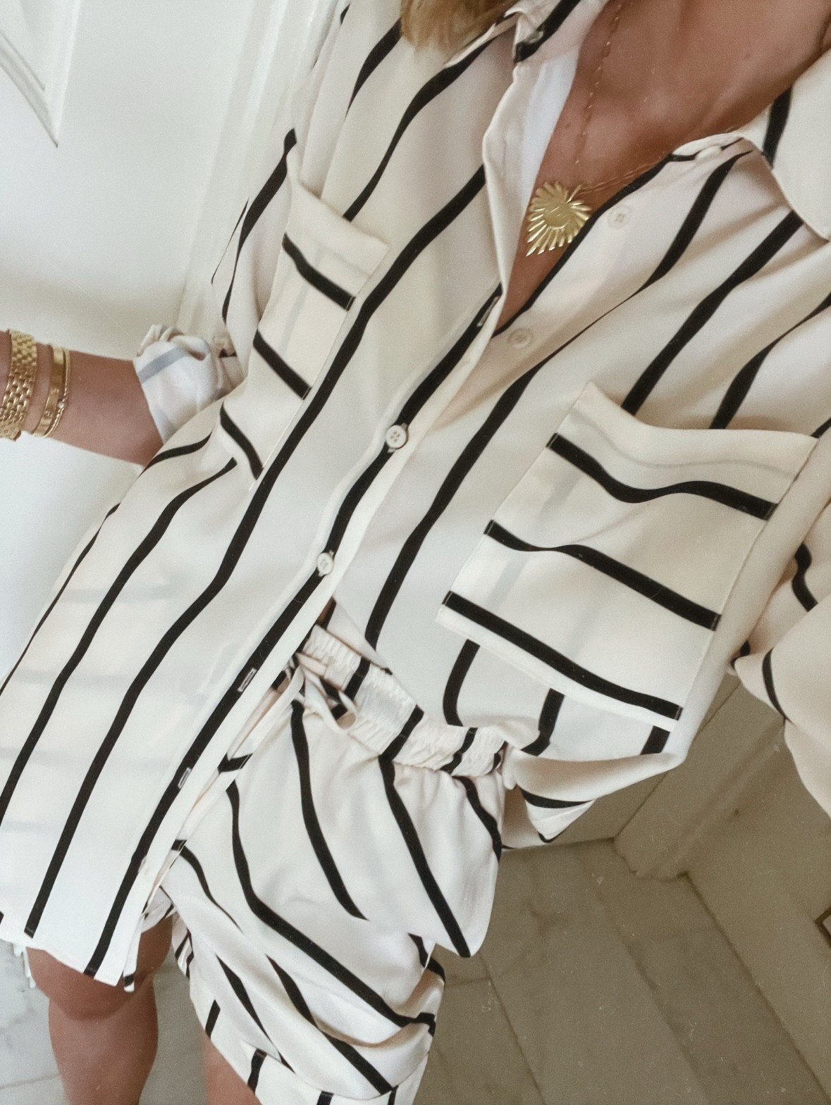 Amazon matching stripe set fits true to size.
I'm wearing size small.

#LTKFindsUnder50 #LTKSeasonal