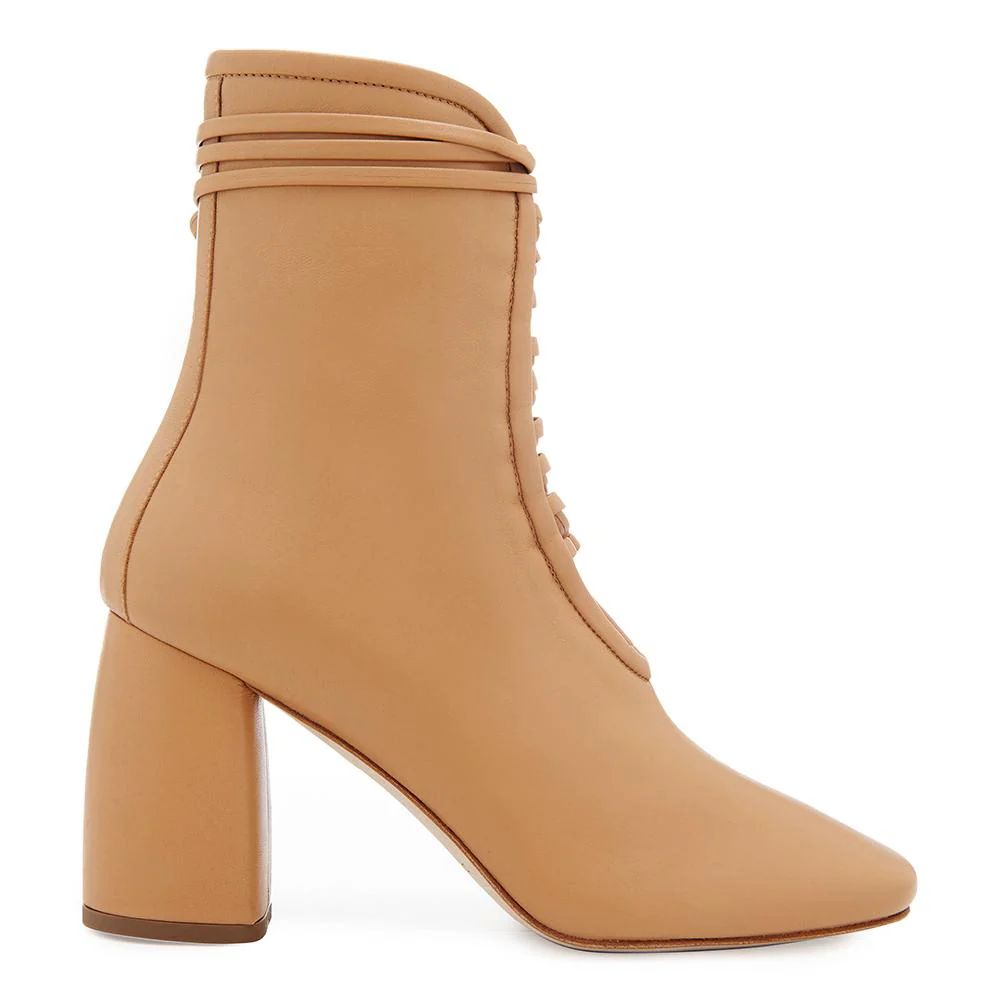 BellaDonna Camel Brown Nappa Leather Designer Boot with Lambskin Leather Lining | DANIELLA SHEVEL