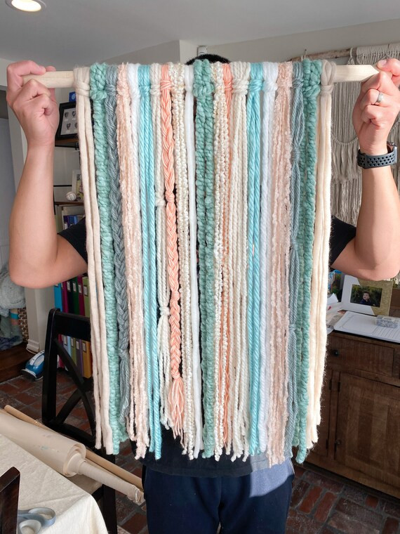 24" Aqua/Peach/Cream Wall Hanging | Etsy (US)