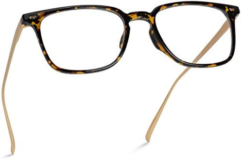 WearMe Pro - Modern Square Style Metal Frame Blue Light Blocking Computer Glasses (Tortoise/Gold) | Amazon (US)