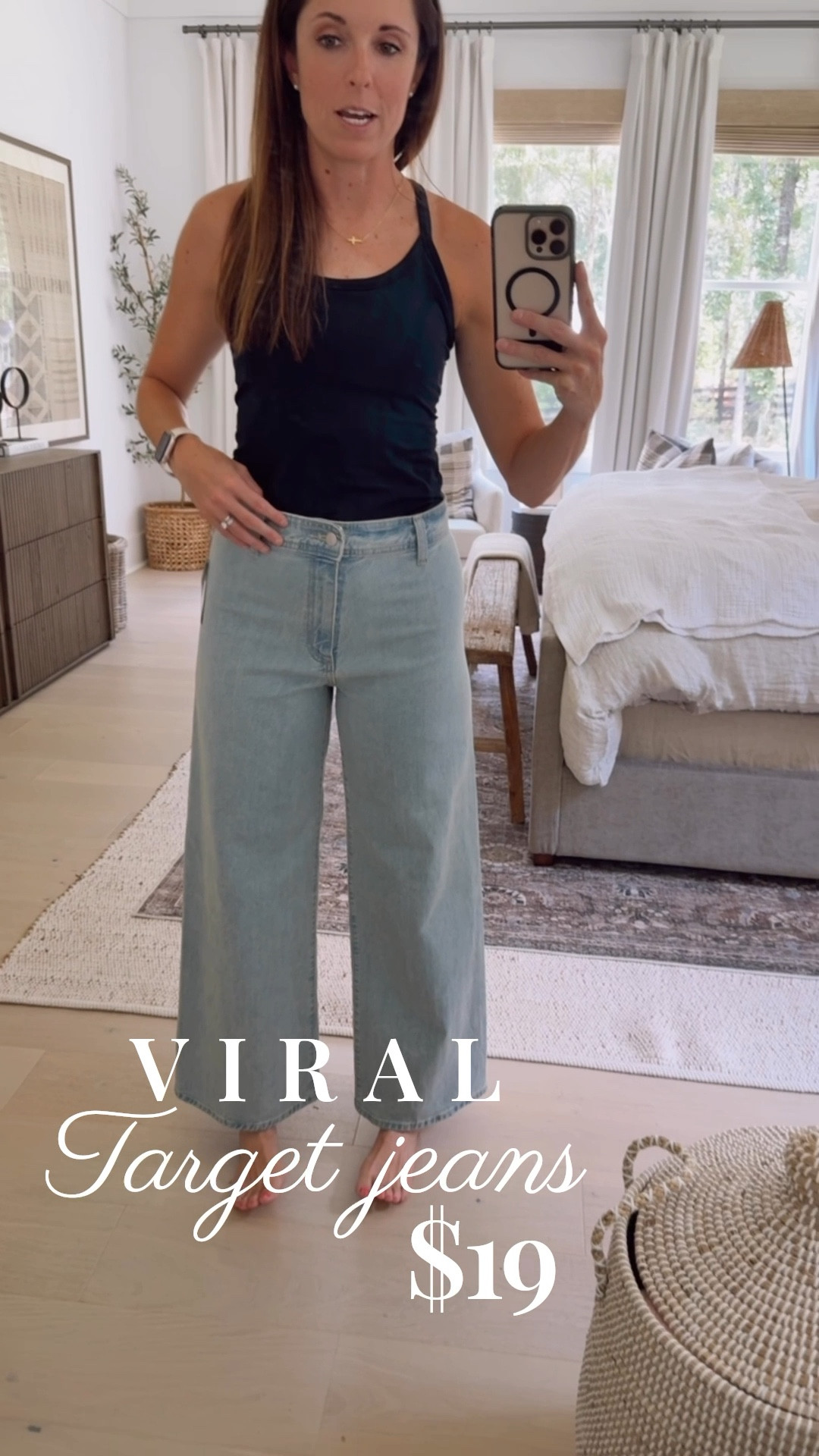 These are the viral $19 high waisted Target jeans… They come in so many cute colors as well! Be sure to size up one or two sizes because they do run very small! These are super comfy and adorable especially for $19
 ✨

#LTKWorkwear #LTKFindsUnder50 #LTKSaleAlert
