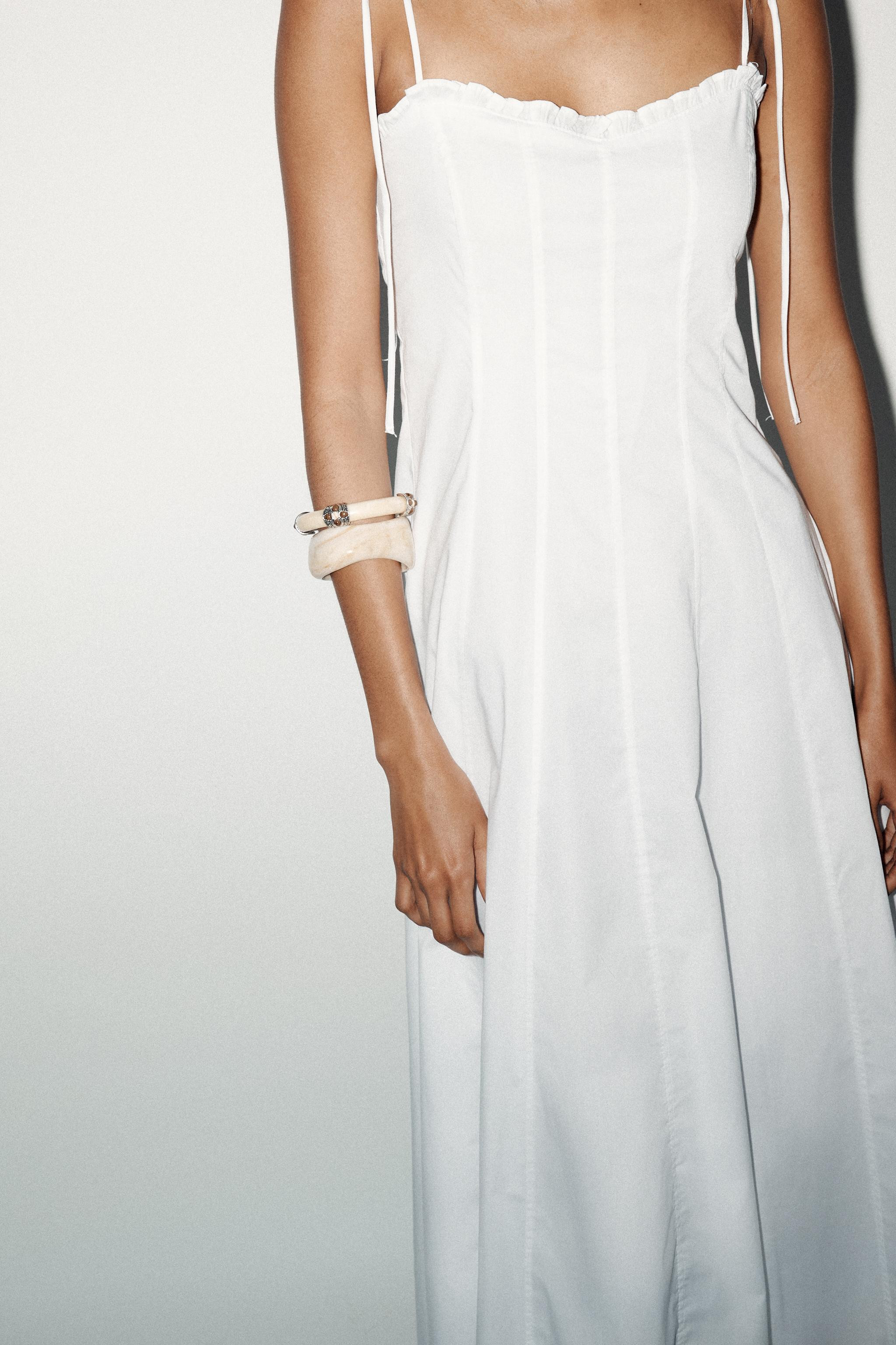 POPLIN RUFFLE MIDI DRESS | Zara AU