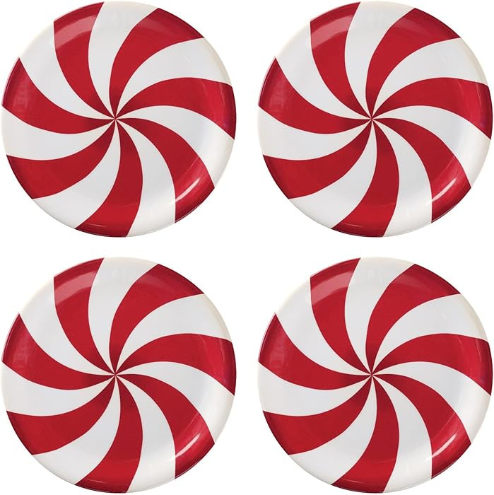 UPware Peppermint Melamine Round Dessert Plates, Small Serving Plates, Christmas Decorations, for... | Amazon (US)