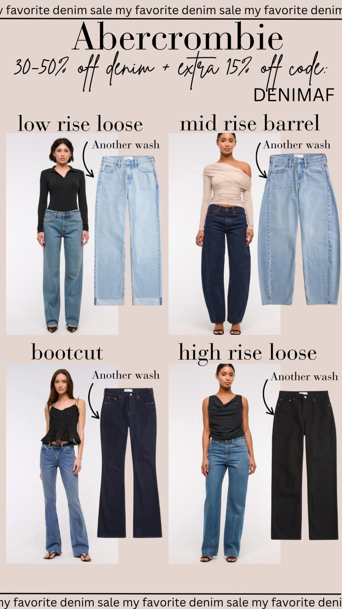 Abercrombie denim 30-50% off + extra 15% off code DENIMAF

#LTKSeasonal #LTKSaleAlert #LTKStyleTip
