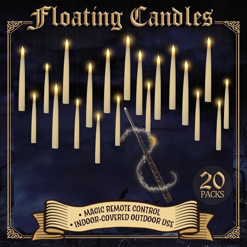 20pcs Halloween Flameless LED Floating Candles with Magic Wand Remote - Floating Hanging Home Dec... | Amazon (US)