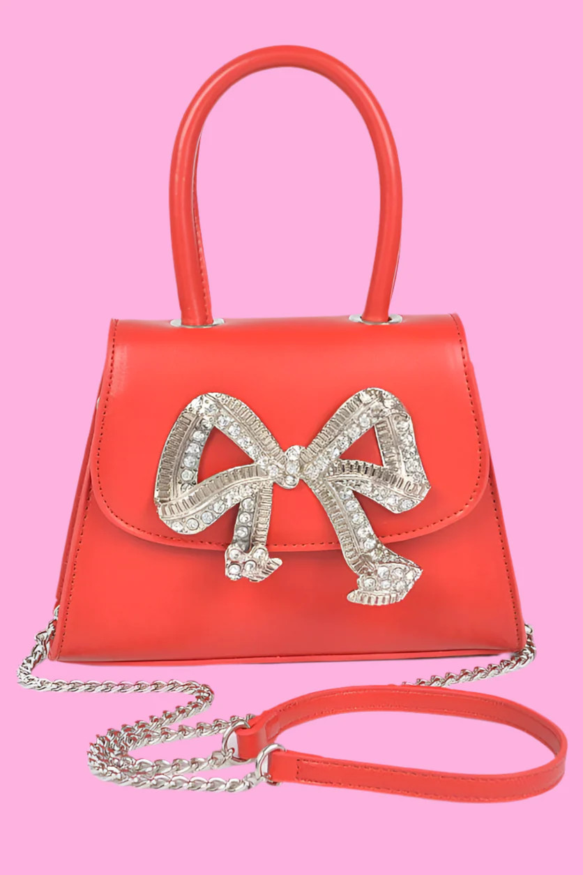 Vegan Leather Big Bow Top Handle Bag | Teggy French