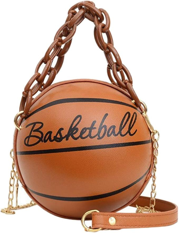 VALICLUD Basketball Shaped Shoulder Bag Round Handbags Leather Travel Bag 1pc Fashionable Basketb... | Amazon (US)