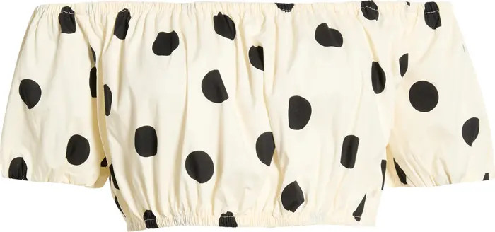 Annie Polka Dot Crop Stretch Cotton Top | Nordstrom