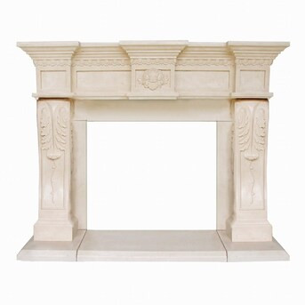HISTORIC MANTELS LIMITED 62-in W x 52-in H Distressed Ivory/Beige Limestone Traditional Fireplace... | Lowe's