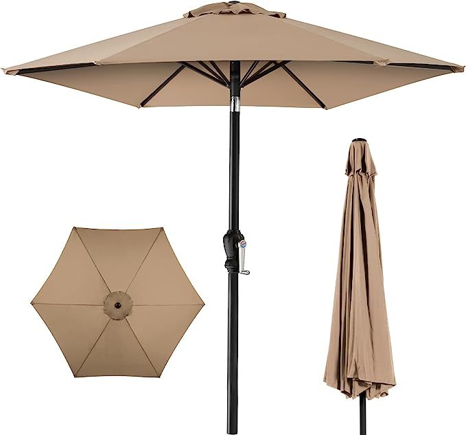Best Choice Products 7.5ft Heavy-Duty Round Outdoor Market Table Patio Umbrella w/Steel Pole, Pus... | Amazon (US)