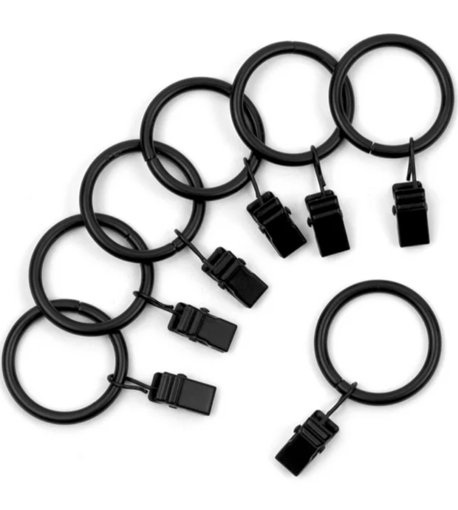 Black curtain clips for up to 1” rod 