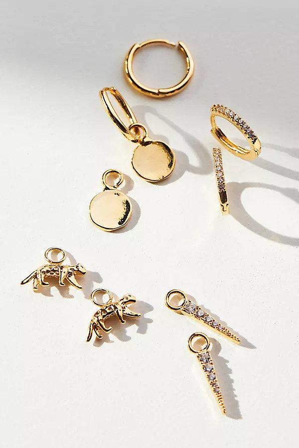 Blossom Huggie Hoop Earring Set By Anthropologie in Gold | Anthropologie (US)