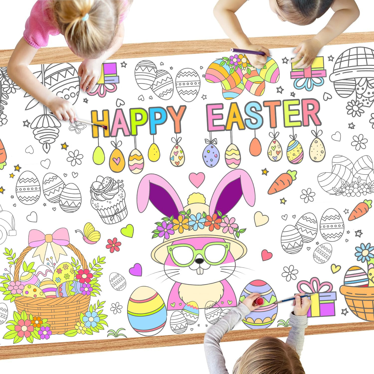 Easter Crafts for Kids, Easter Coloring Tablecloth/Poster for Party Decorations - Giant Easter Co... | Amazon (US)