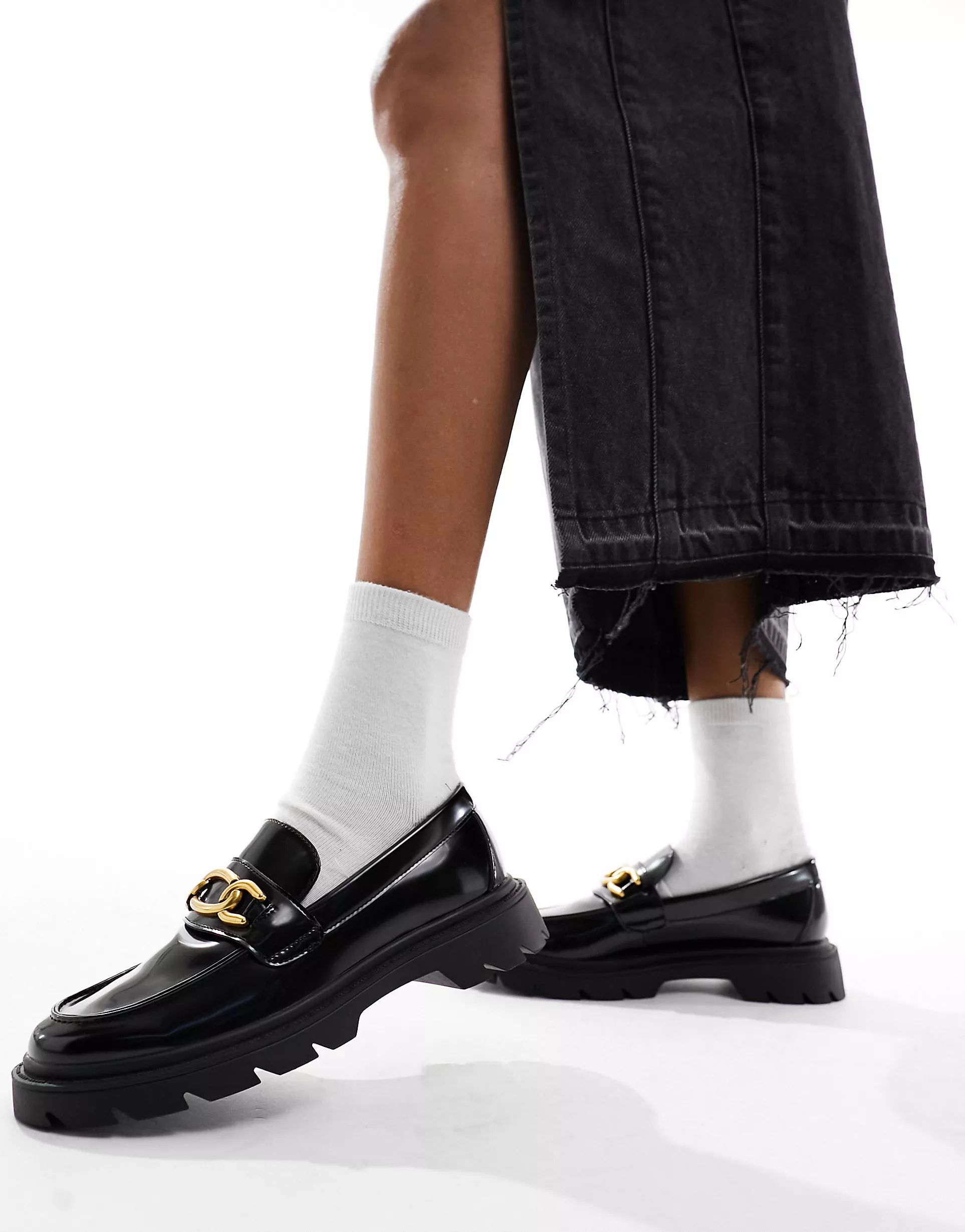 Mango chunky chain detail loafer in black | ASOS (Global)