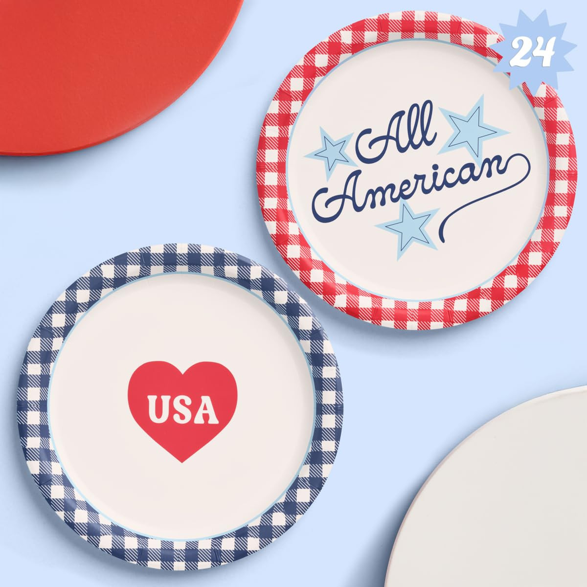 xo, Fetti All American USA Paper Plates | 24 pcs, 9" | 4th of July Tableware, Southern Bacheloret... | Amazon (US)