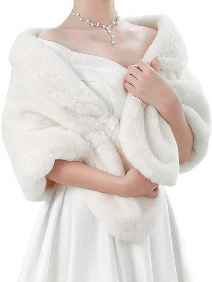 1pc Women's  Bridal Wedding Shawl And Wraps Winter Warm Party Evening Lapel Shawl Gifts For Women... | SHEIN
