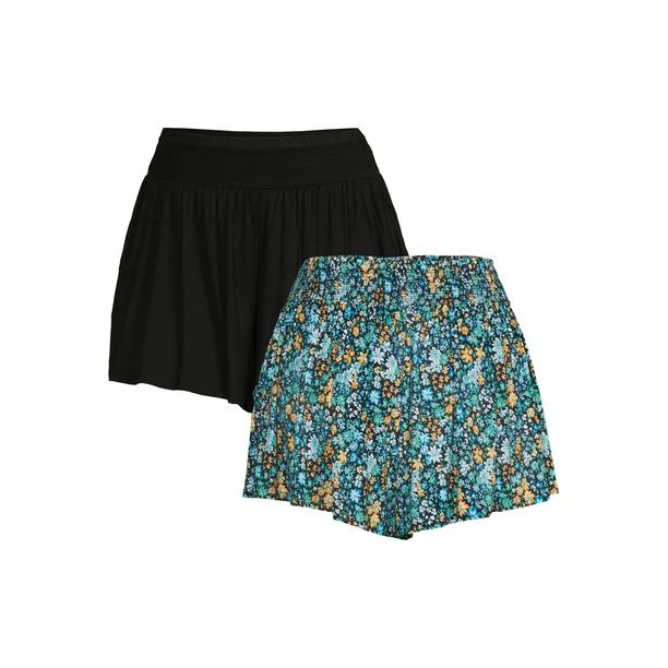 Terra & Sky Women's Plus Size Smocked Waist Knit Shorts, 2-Pack | Walmart (US)