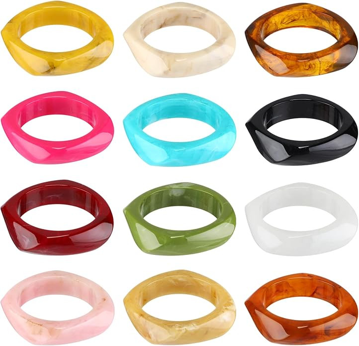 Landical Colorful Square Acrylic Resin Bangle Bracelet Wide Geometric Irregular Wristbands Women | Amazon (US)