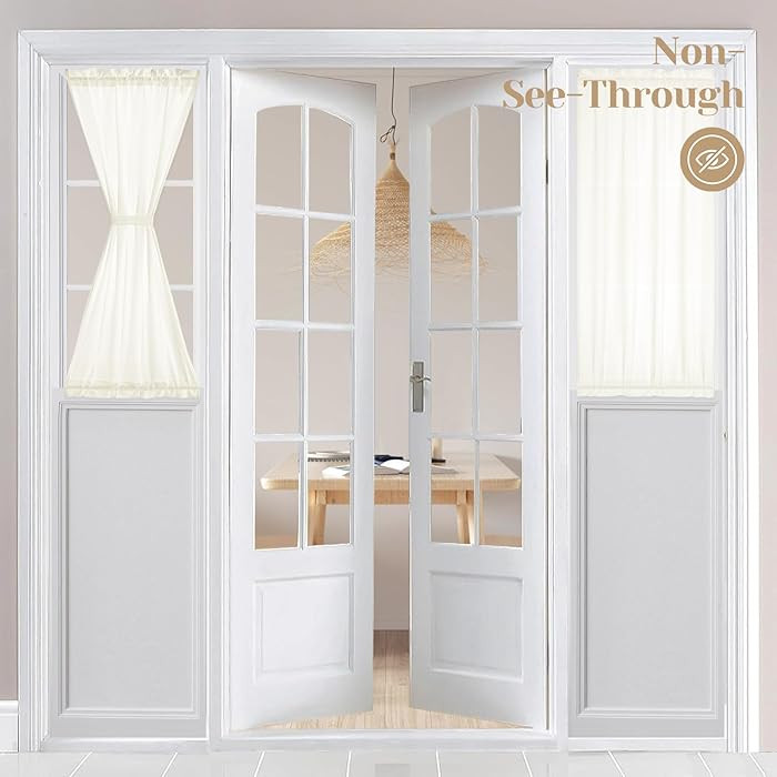 HOMEIDEAS French Door Curtains Set of 2 Window Curtains, Ivory, 26W X 40L Inch
        Non-See-Th... | Amazon (US)