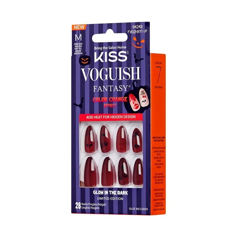 KISS Voguish Fantasy Halloween Press-On Nails, Red, Medium Almond, 31 Ct. | Walmart (US)